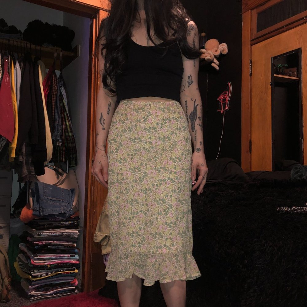 Wild Fable - Women's Floral Print Midi Skirt - Green - Size XS